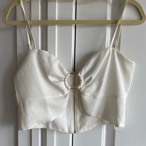 Jagger & Stone White Zip-up Cropped Top - Size 6